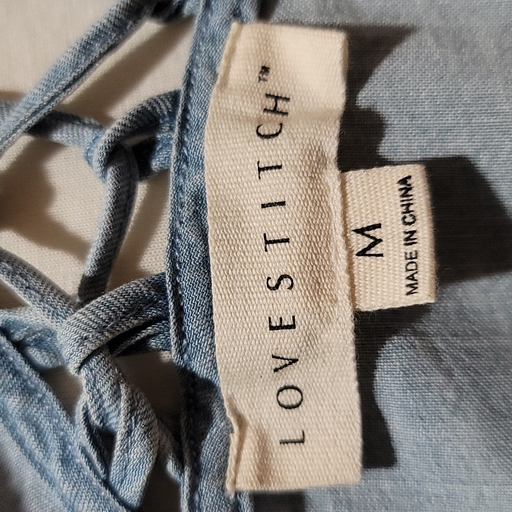 COPY - LOVE STITCH TANK TOP CRISS CROSS SLEEVELESS HIGH NECK BLUE WOMENS MEDIUM… - Picture 10 of 12
